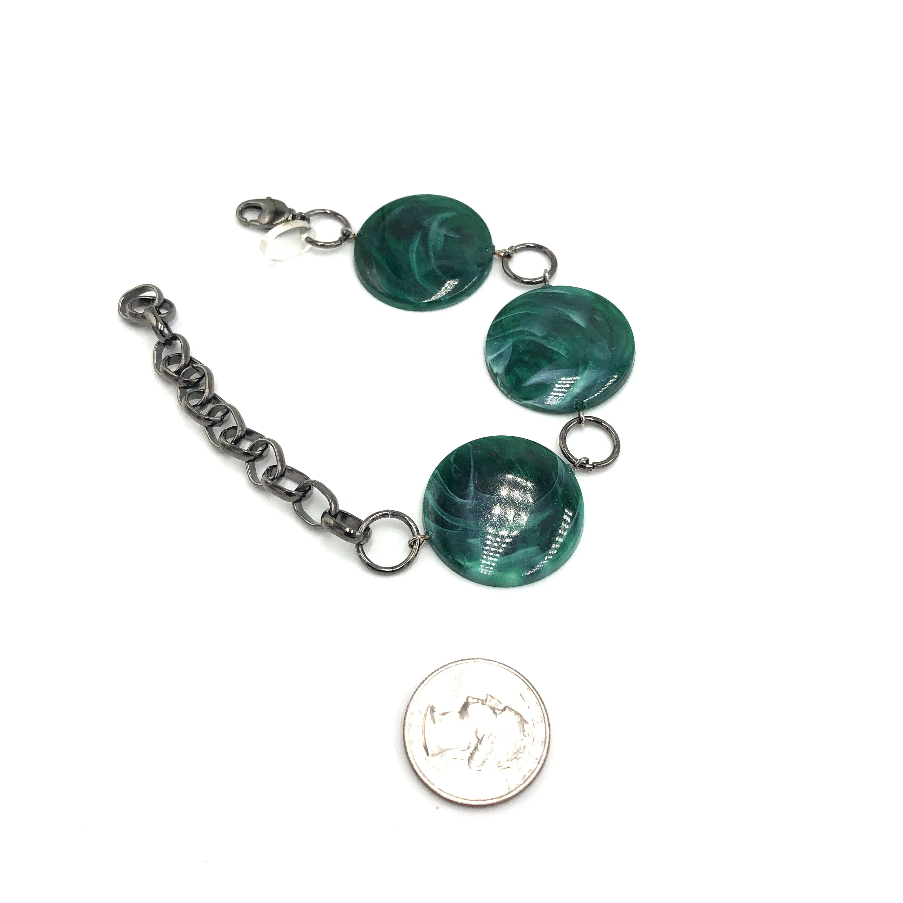 Emerald Marbled Disc Stations Bracelet