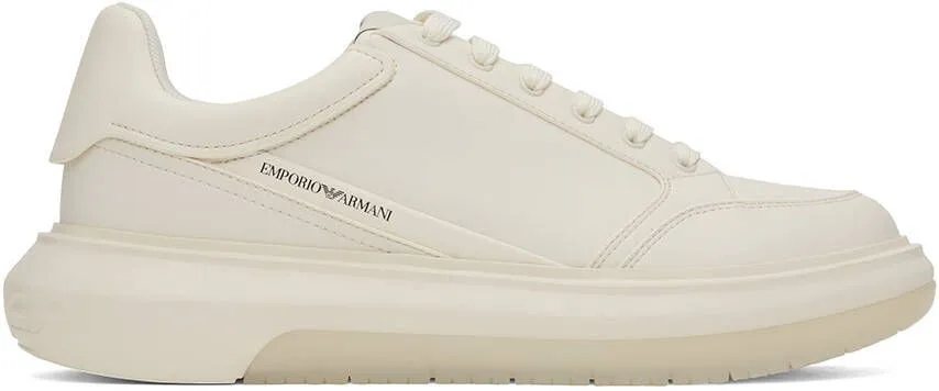 Emporio Armani White Printed Sneakers