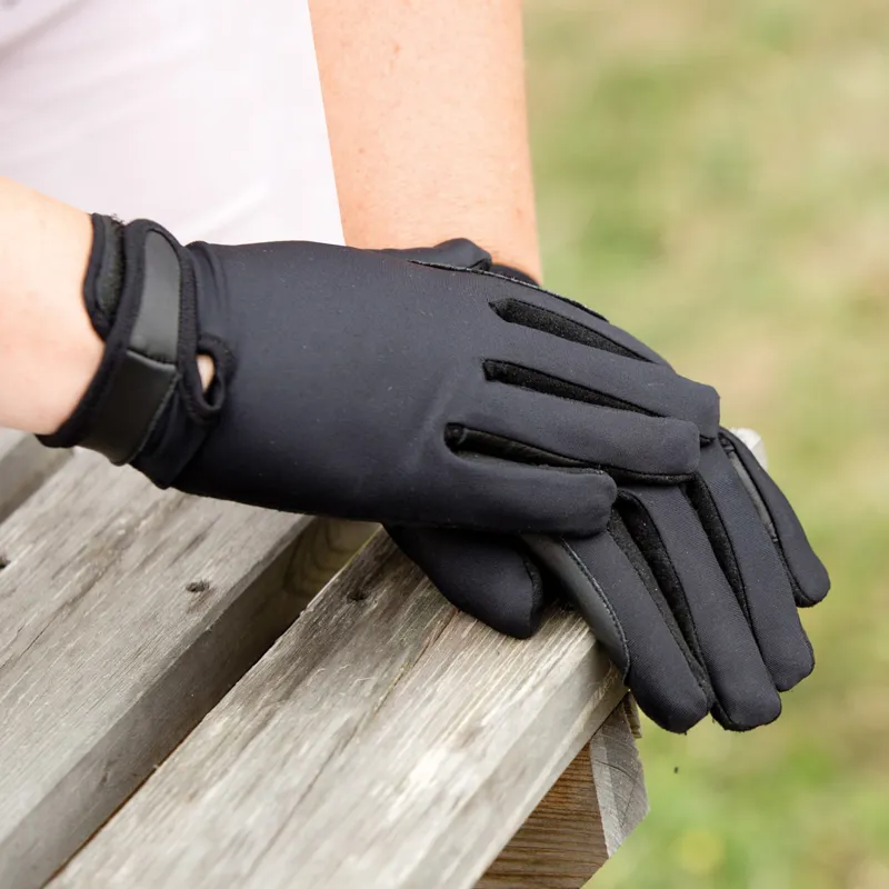 Equetech Adults Competition Stretch Riding Gloves - Black