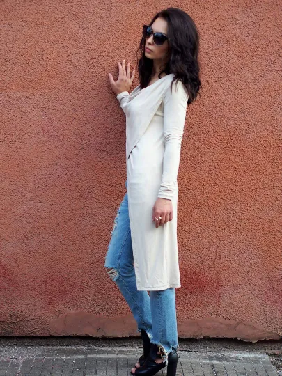 Extravagant Asymmetric Beige tunic