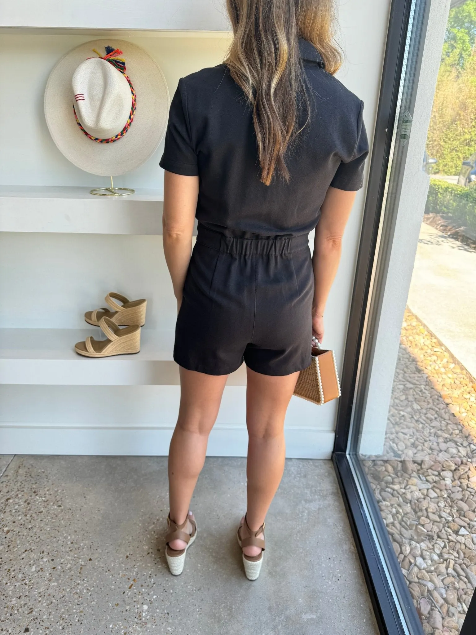 Faded Black Soft Twill Romper