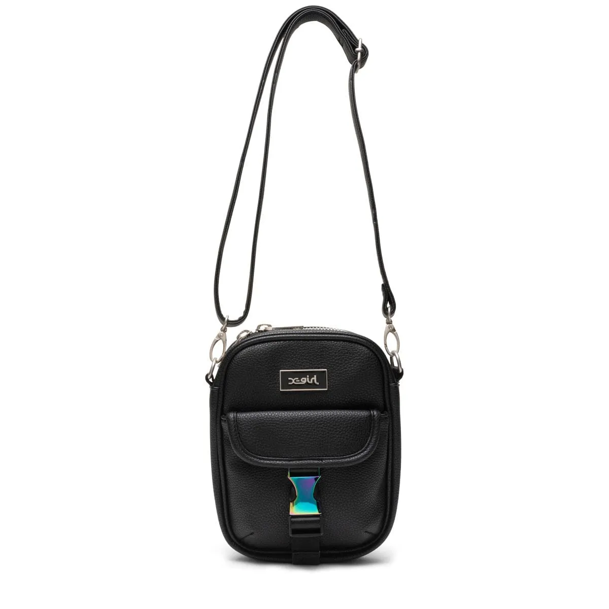 FAUX LEATHER FLAP SHOULDER BAG BLACK | Bodega