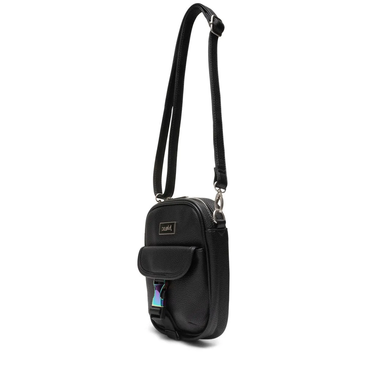 FAUX LEATHER FLAP SHOULDER BAG BLACK | Bodega