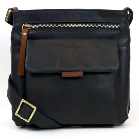 Freya: Women's Navy Leather Cross Body Bag