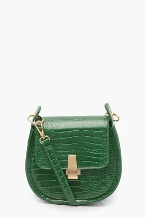 Front Clasp Croc Cross Body Bag