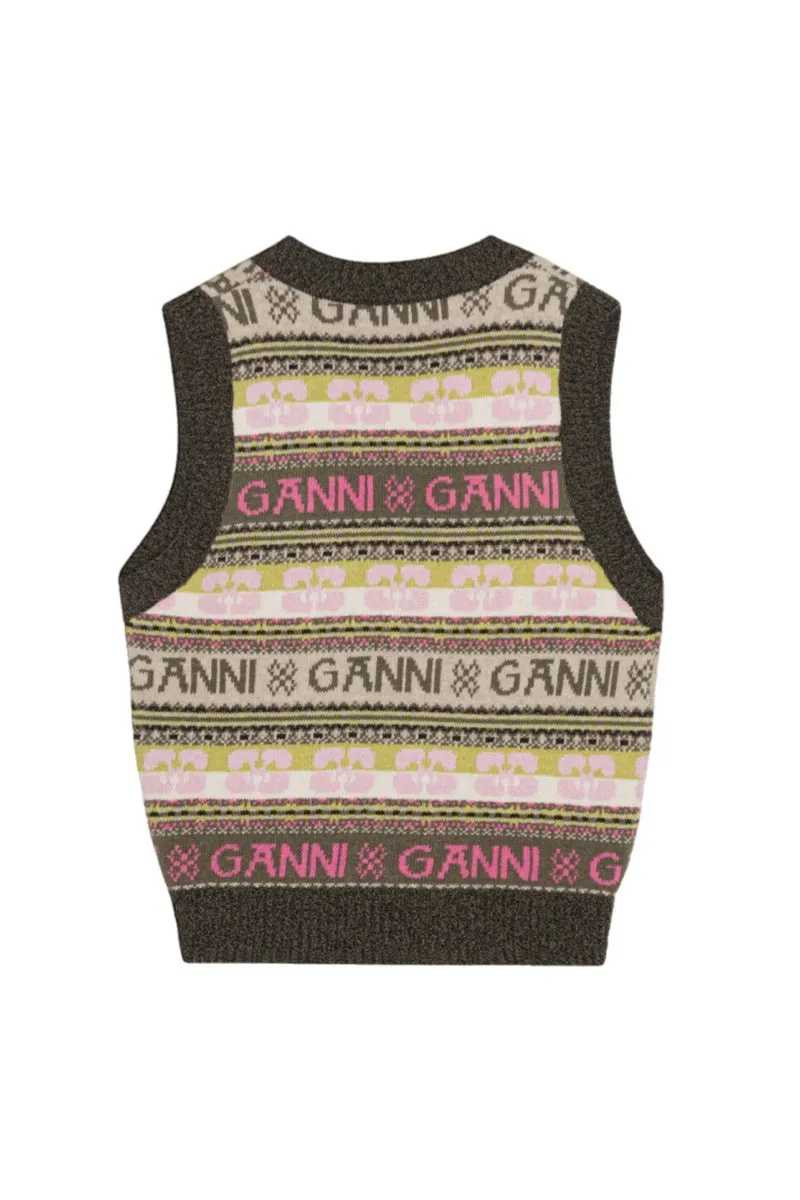 Ganni Logo Wool Mix Vest K1972