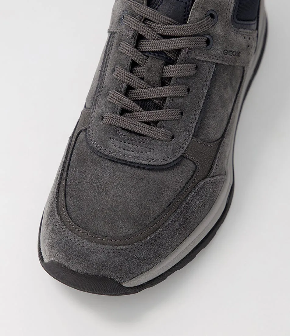 GEOX U Litio A Anthracite Navy Suede Sneakers