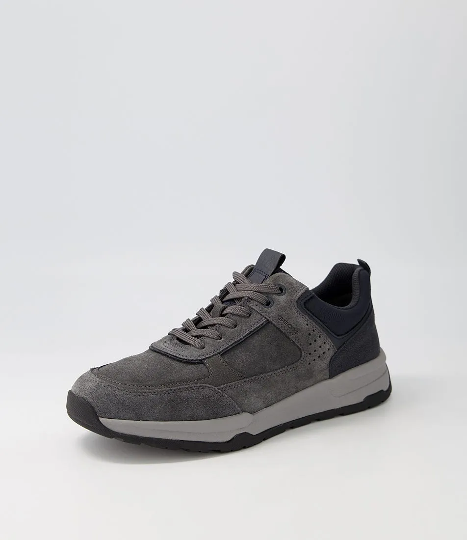 GEOX U Litio A Anthracite Navy Suede Sneakers