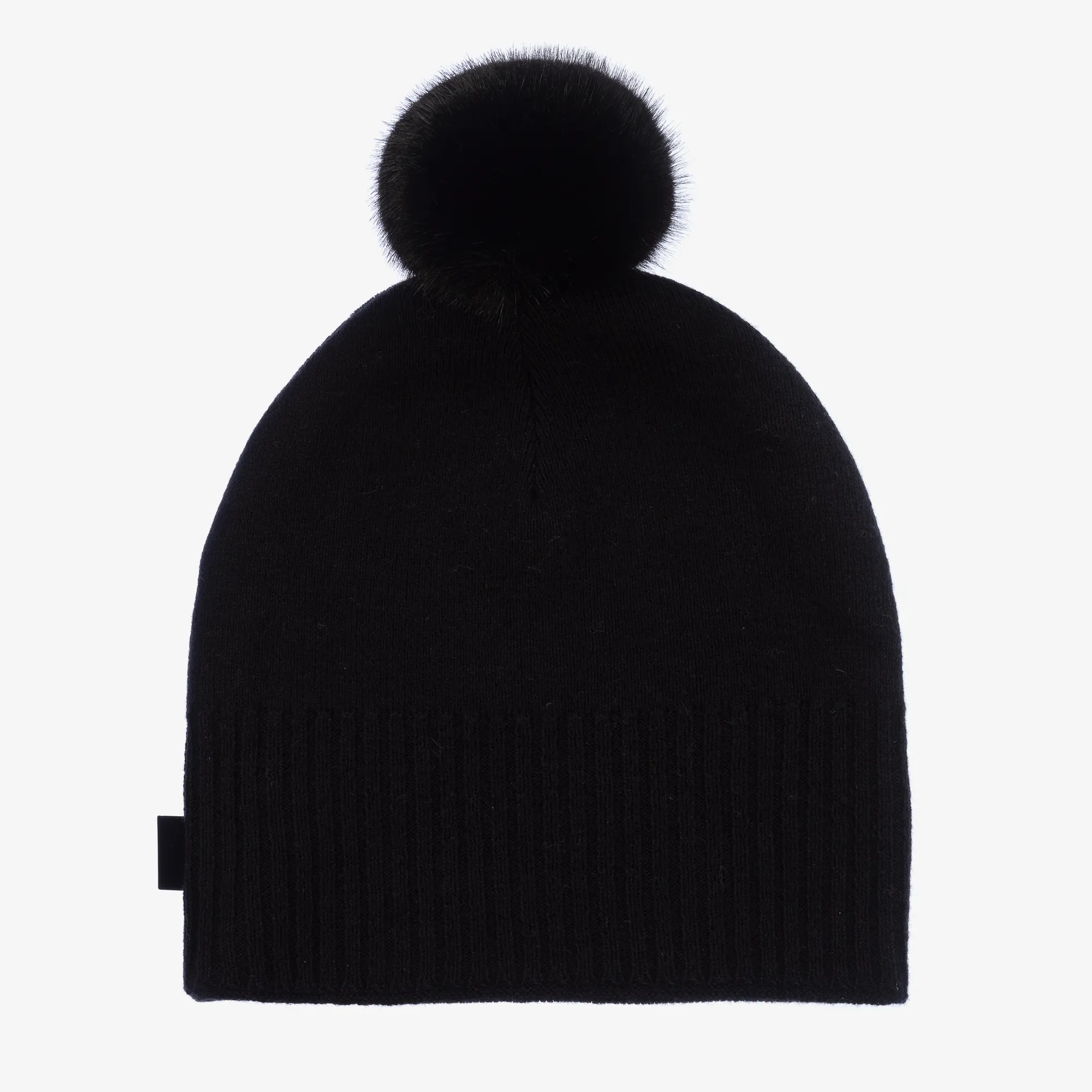 Girls Black Cotton & Cashmere Knitted Hat