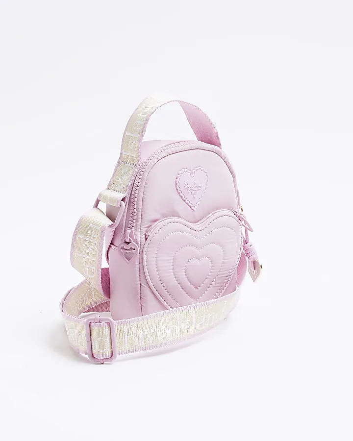 Girls pink heart pocket cross body bag