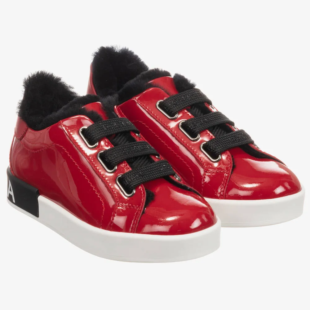 Girls Red Patent Trainers