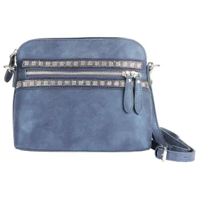 Glitter embellished textured cross-body bag