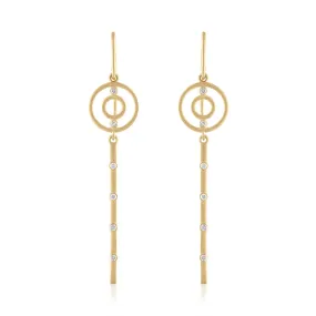 Gold and Diamond Linear Earrings