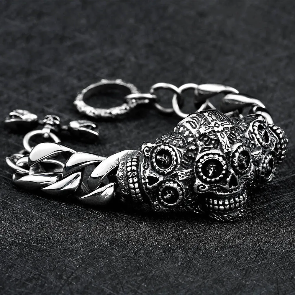 Gothic Garden Flower Skull Bracelet