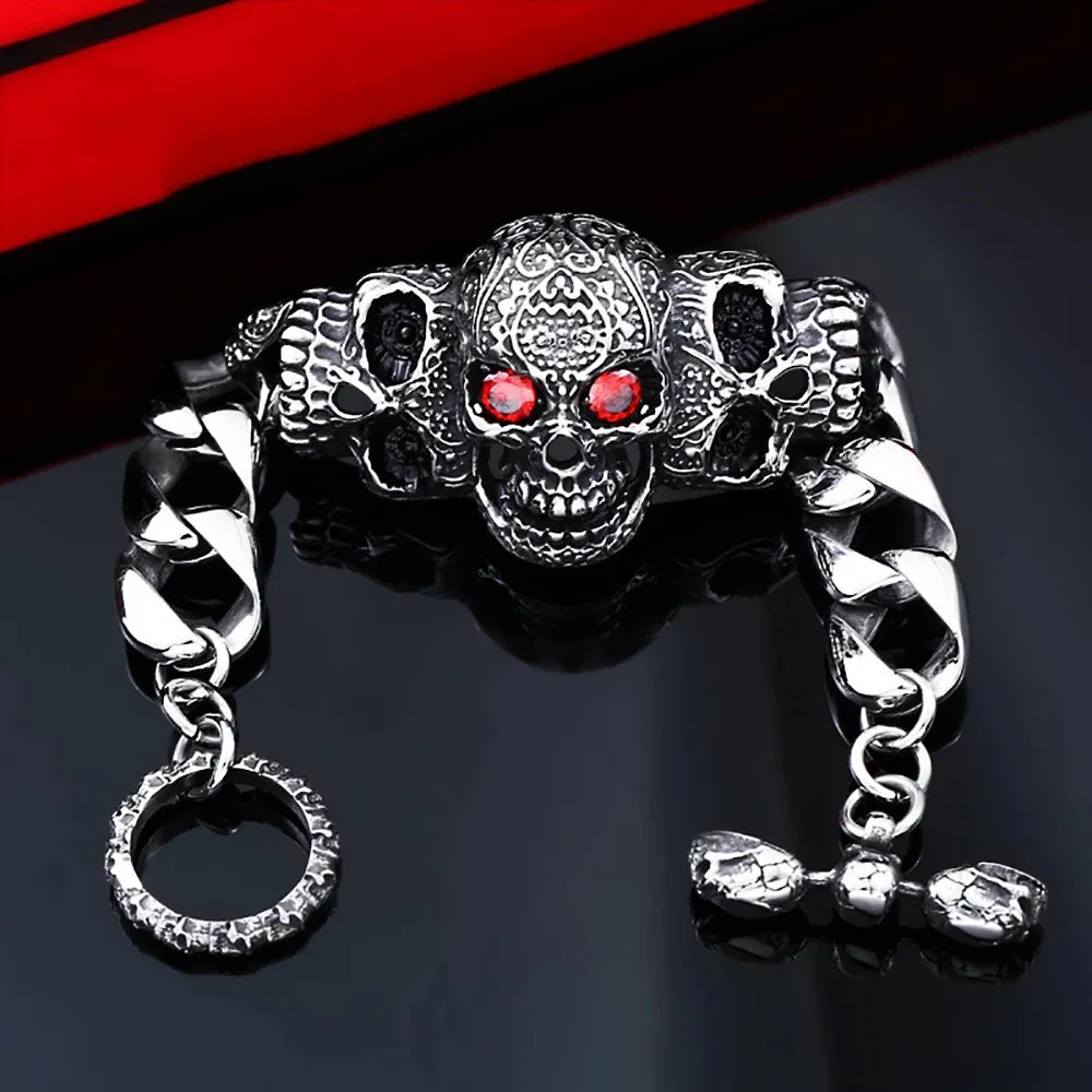 Gothic Garden Flower Skull Bracelet