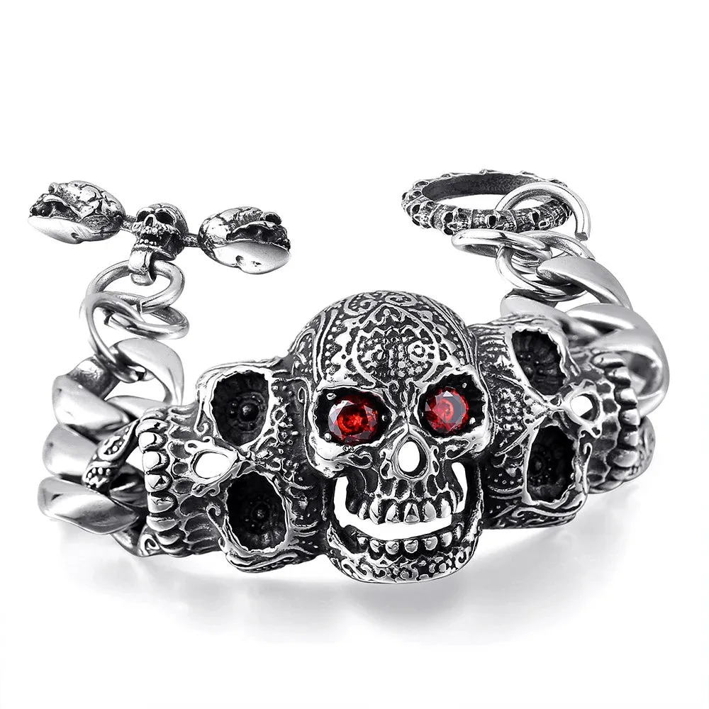 Gothic Garden Flower Skull Bracelet