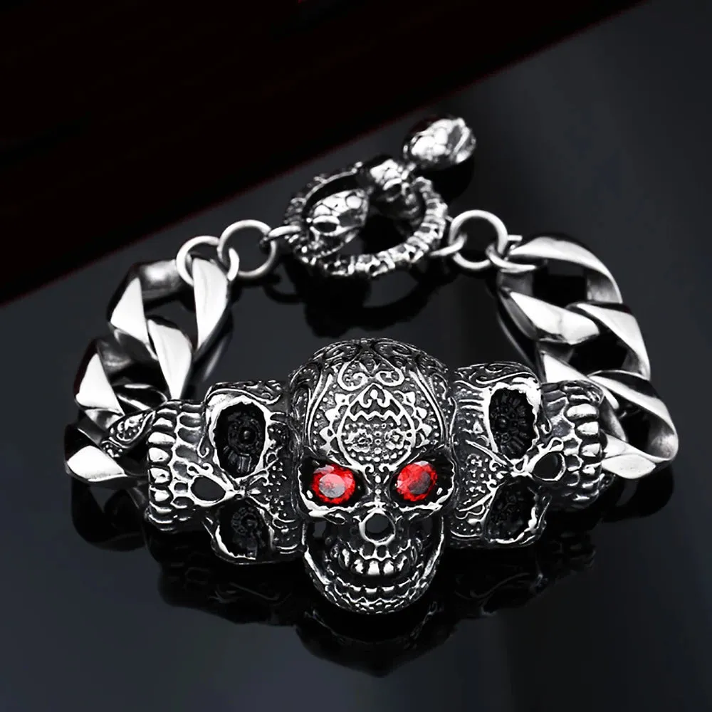 Gothic Garden Flower Skull Bracelet