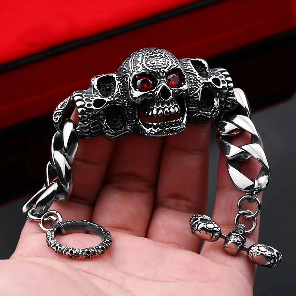 Gothic Garden Flower Skull Bracelet