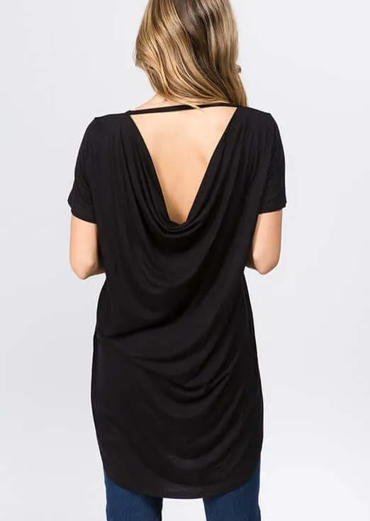 High Low Back Drop Tunic Tee Made in USA