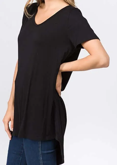 High Low Back Drop Tunic Tee Made in USA