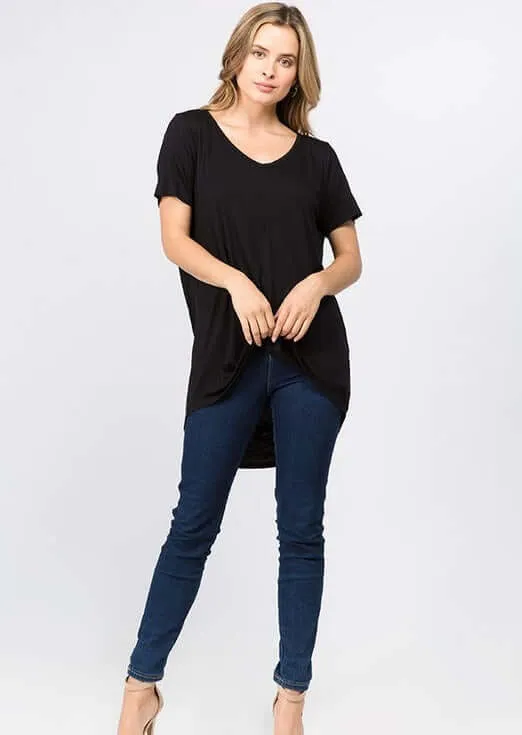 High Low Back Drop Tunic Tee Made in USA