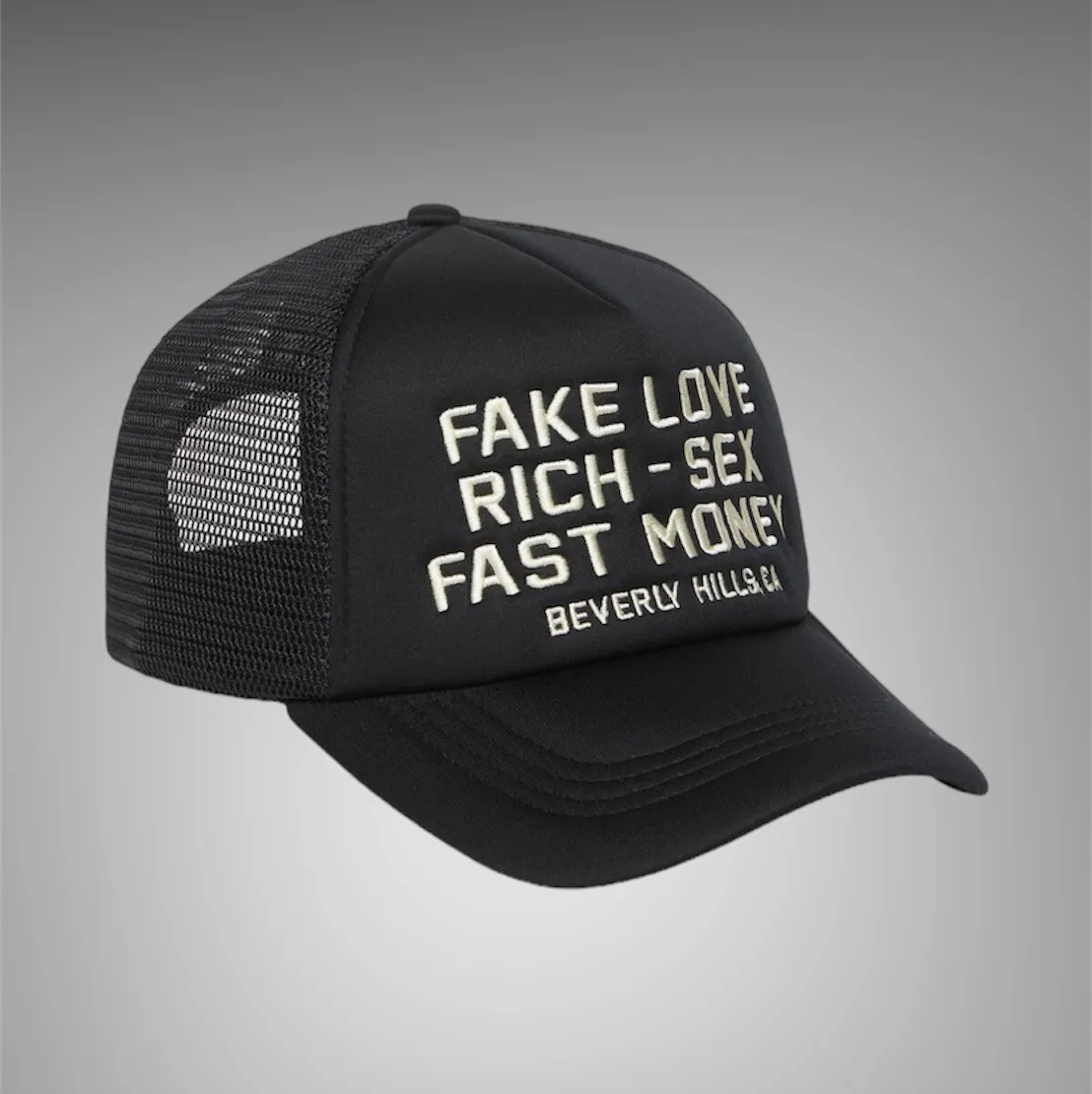 Homme Femme Fake Love Trucker Hat Black