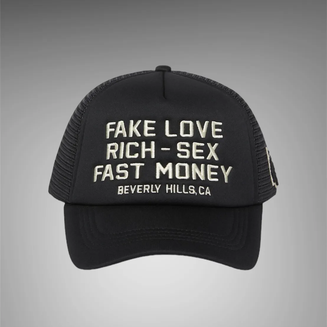 Homme Femme Fake Love Trucker Hat Black