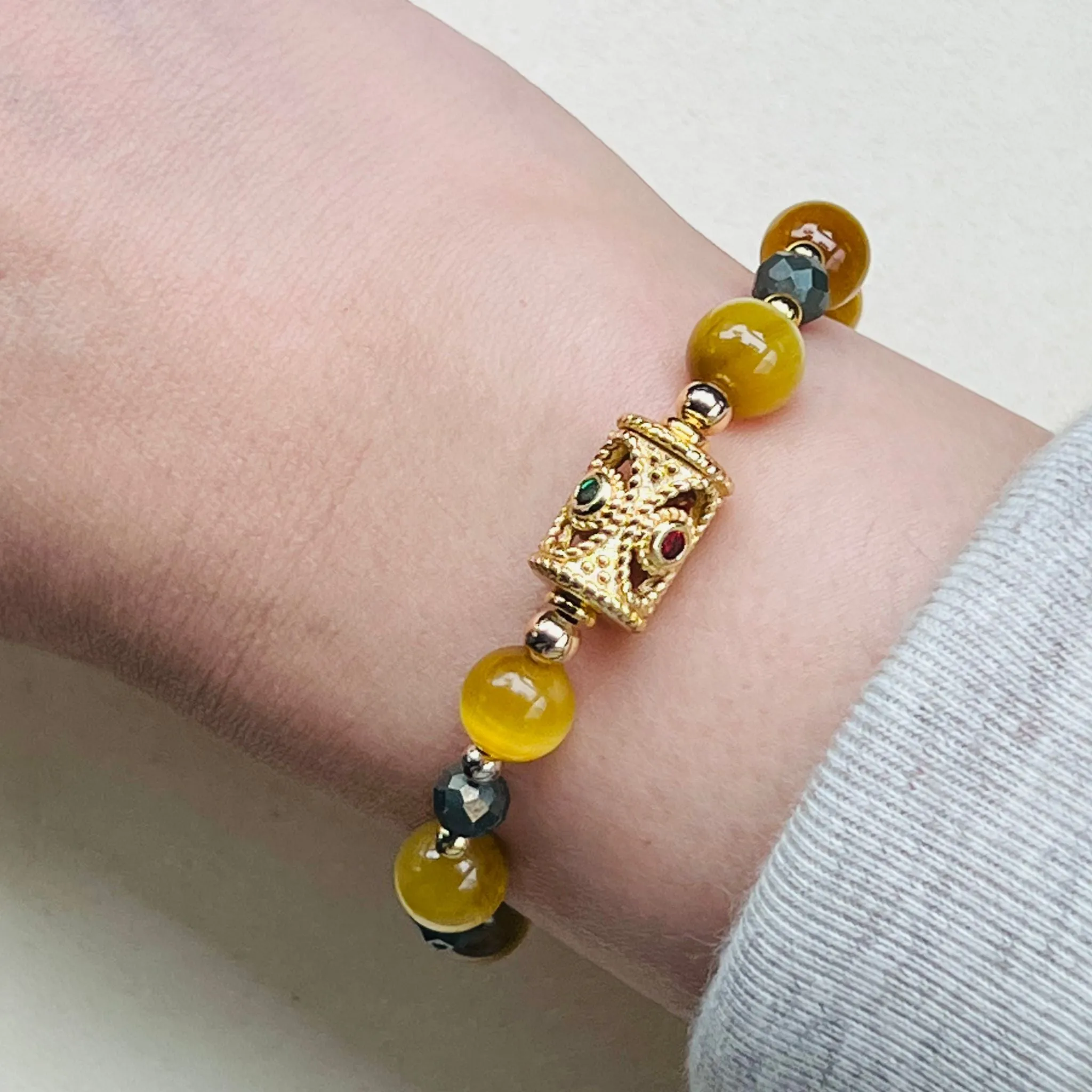 Honey Tigereye & Pyrite Bracelet