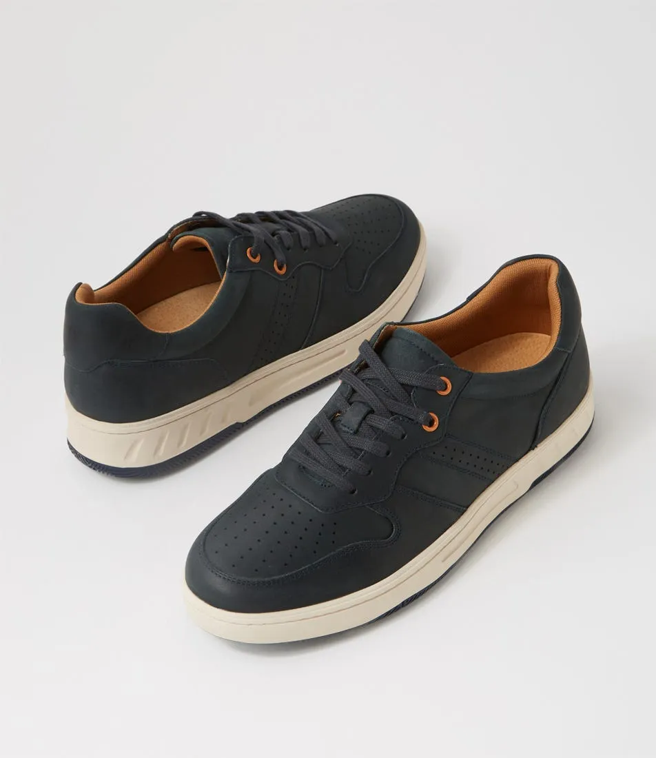 HUSH PUPPIES Swing Navy Leather Sneakers