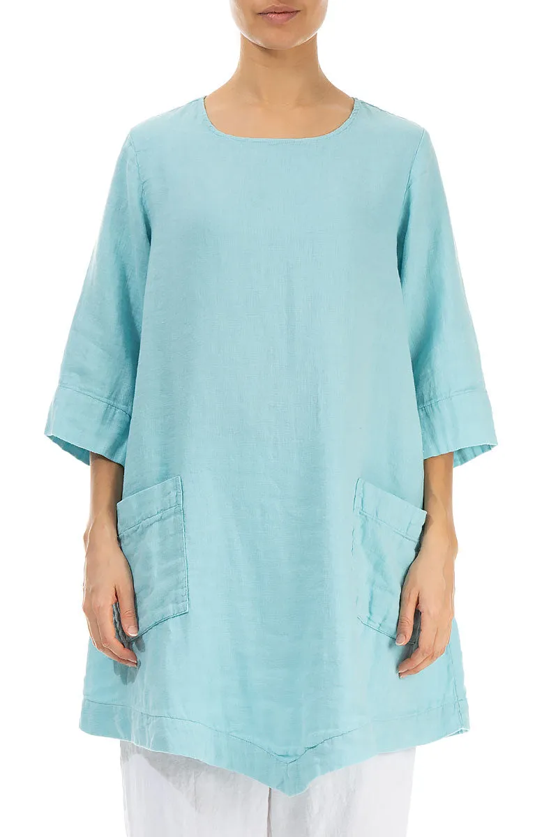 Ice Blue Gauze Linen Tunic