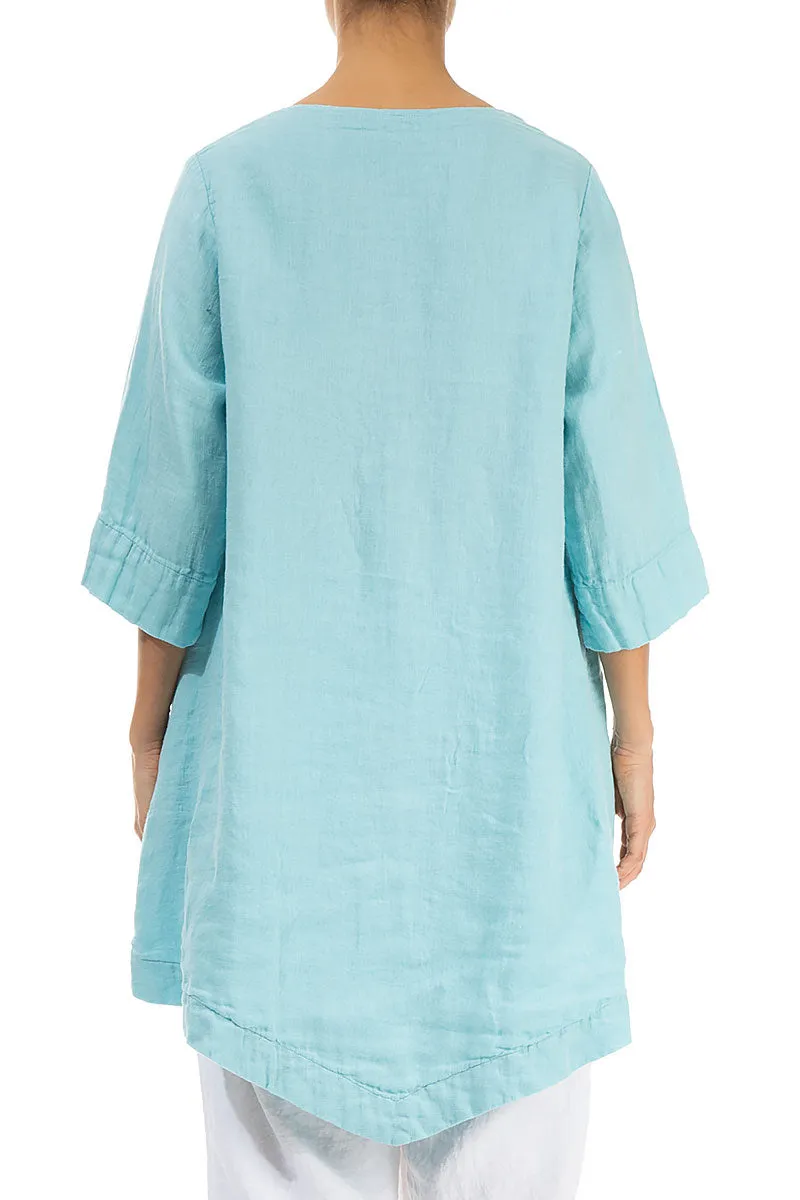 Ice Blue Gauze Linen Tunic