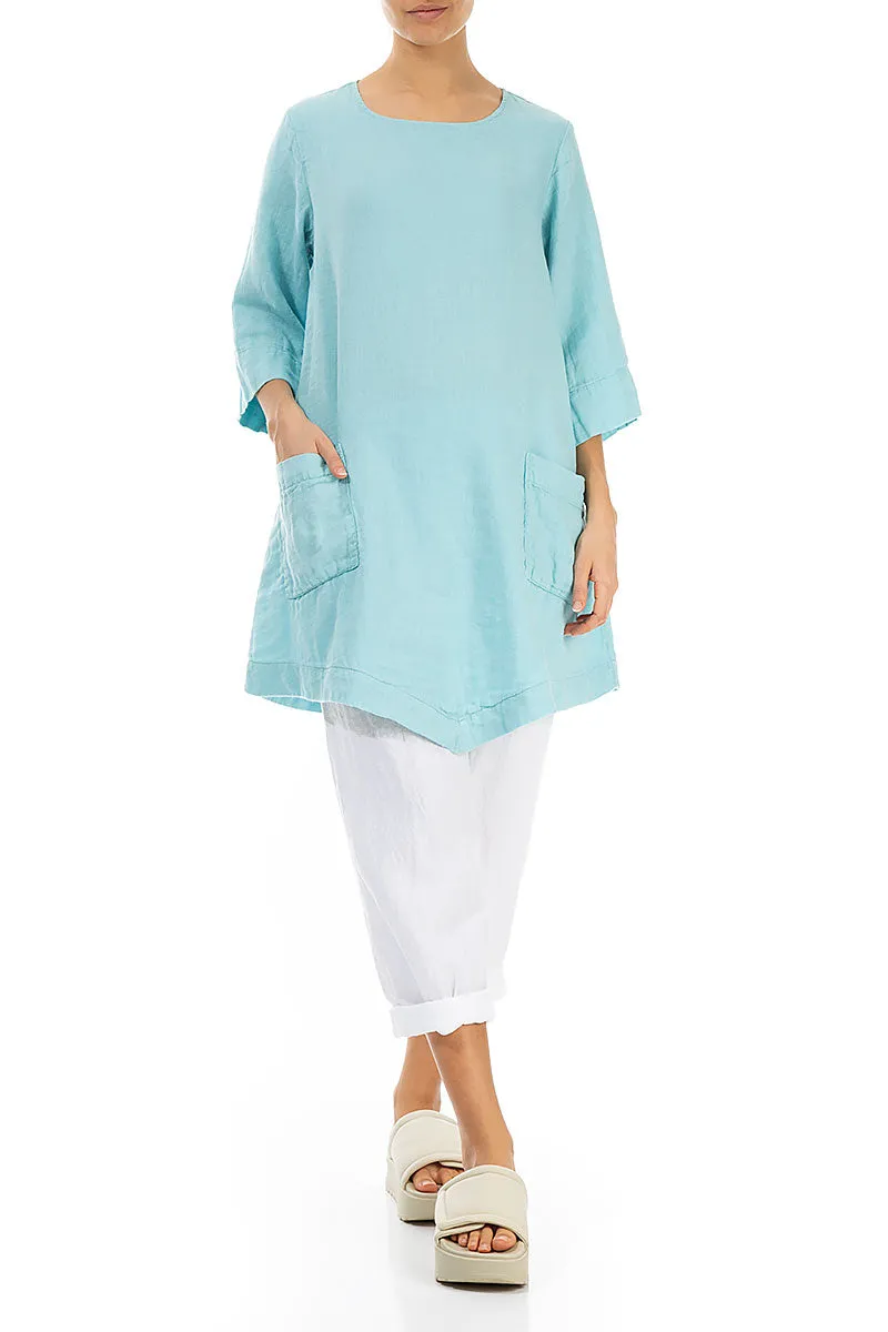 Ice Blue Gauze Linen Tunic