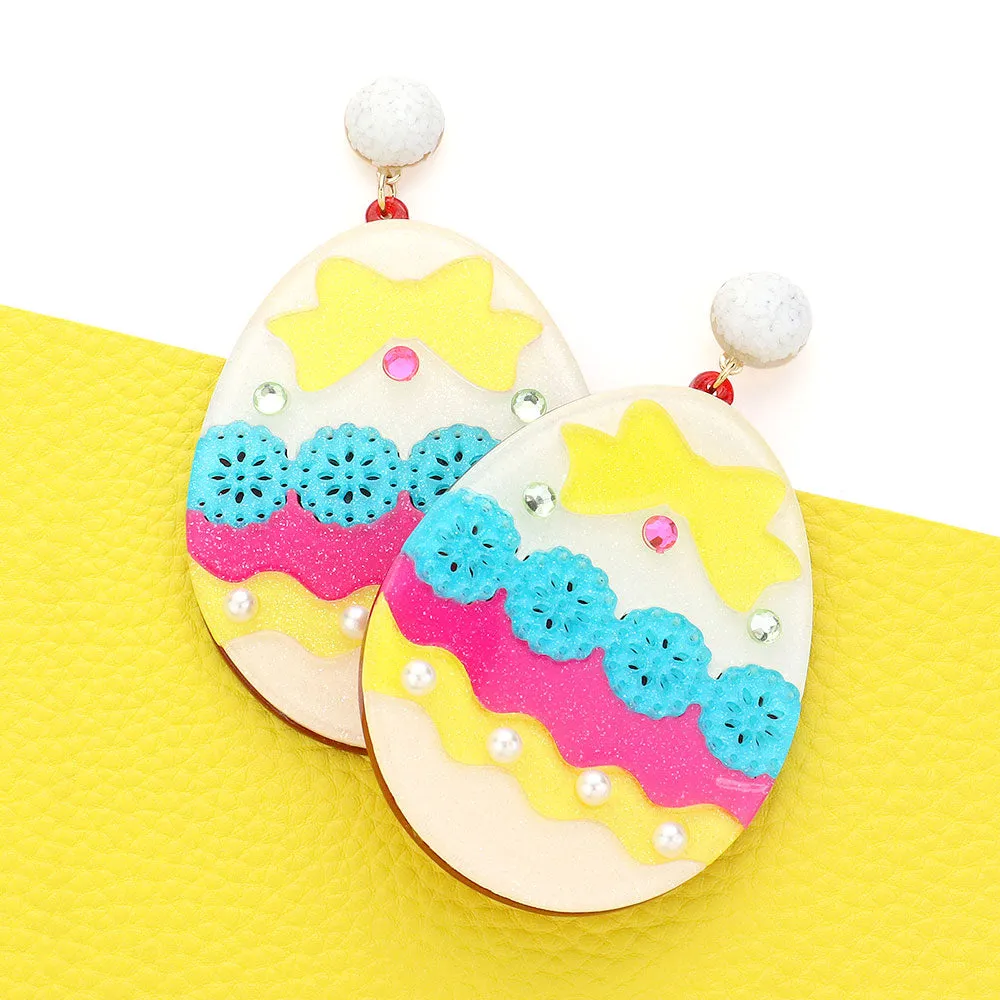 iLLASPARKZ Glittered Resin Easter Egg Dangle Earrings