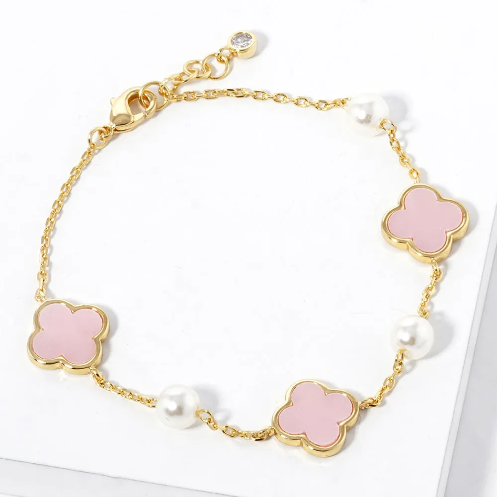 iLLASPARKZ Gold Dipped Quatrefoil Station Bracelet