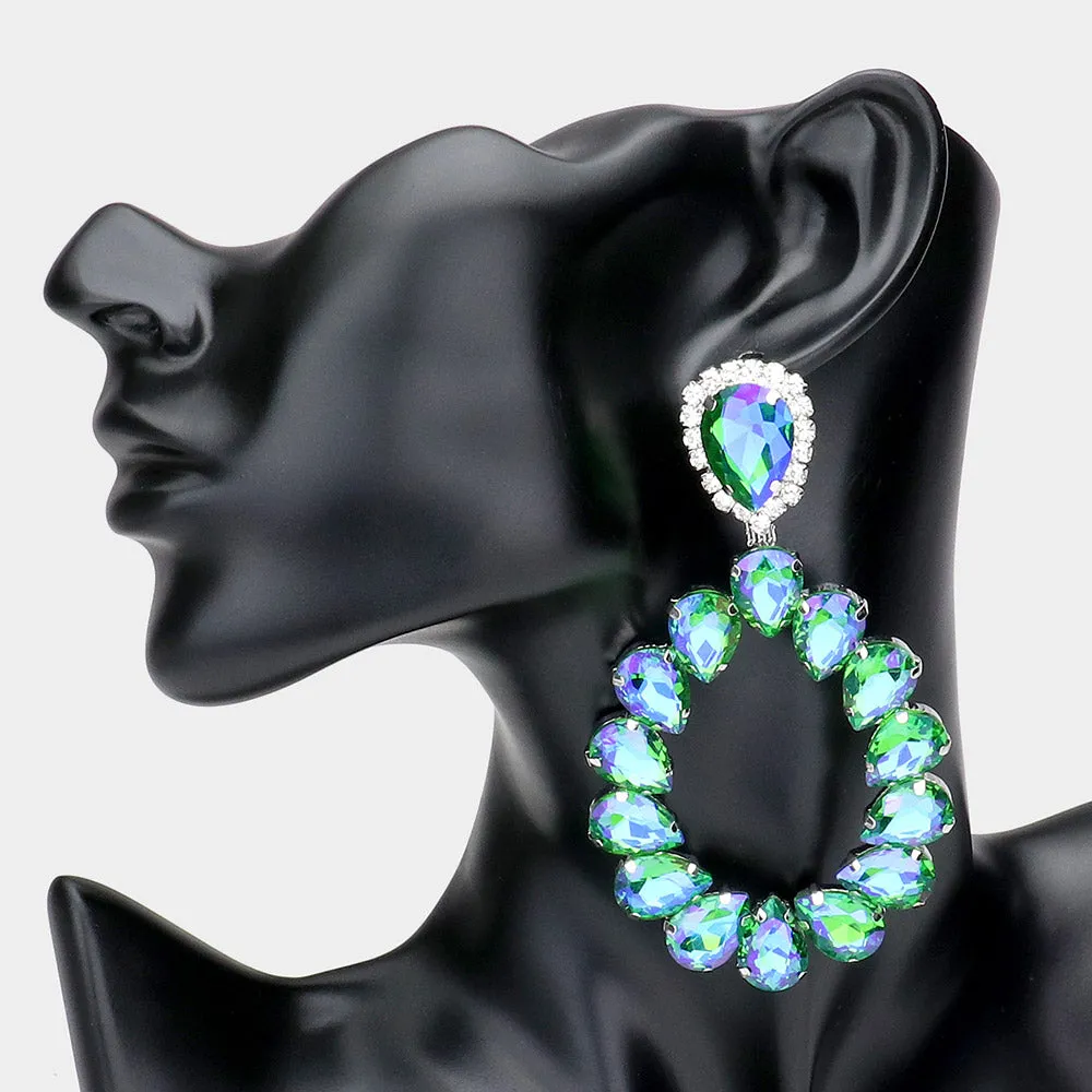 iLLASPARKZ Teardrop Stone Cluster Evening Earrings