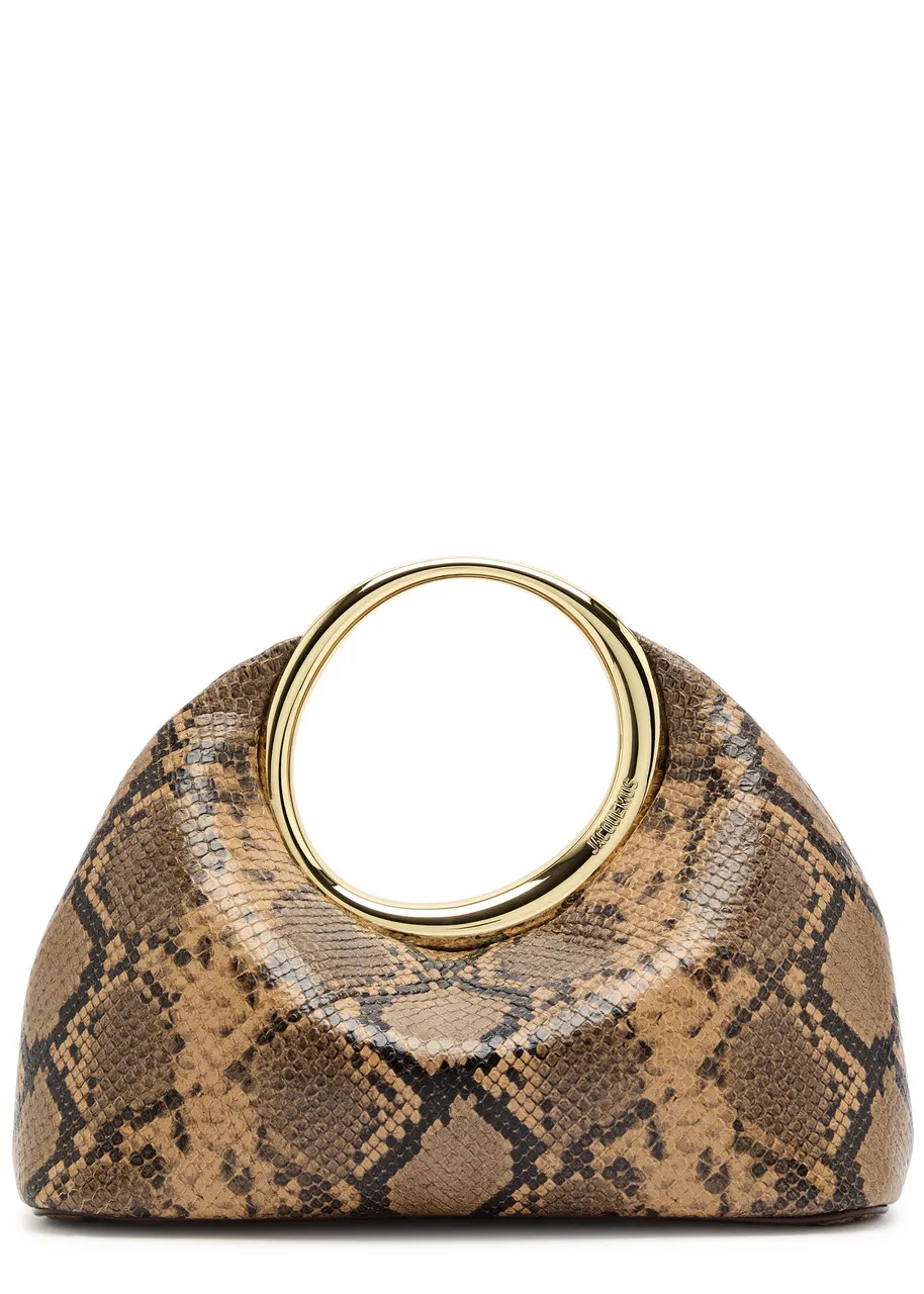 JACQUEMUS Le Petit Calino python-effect leather top handle bag -                         -                     -                