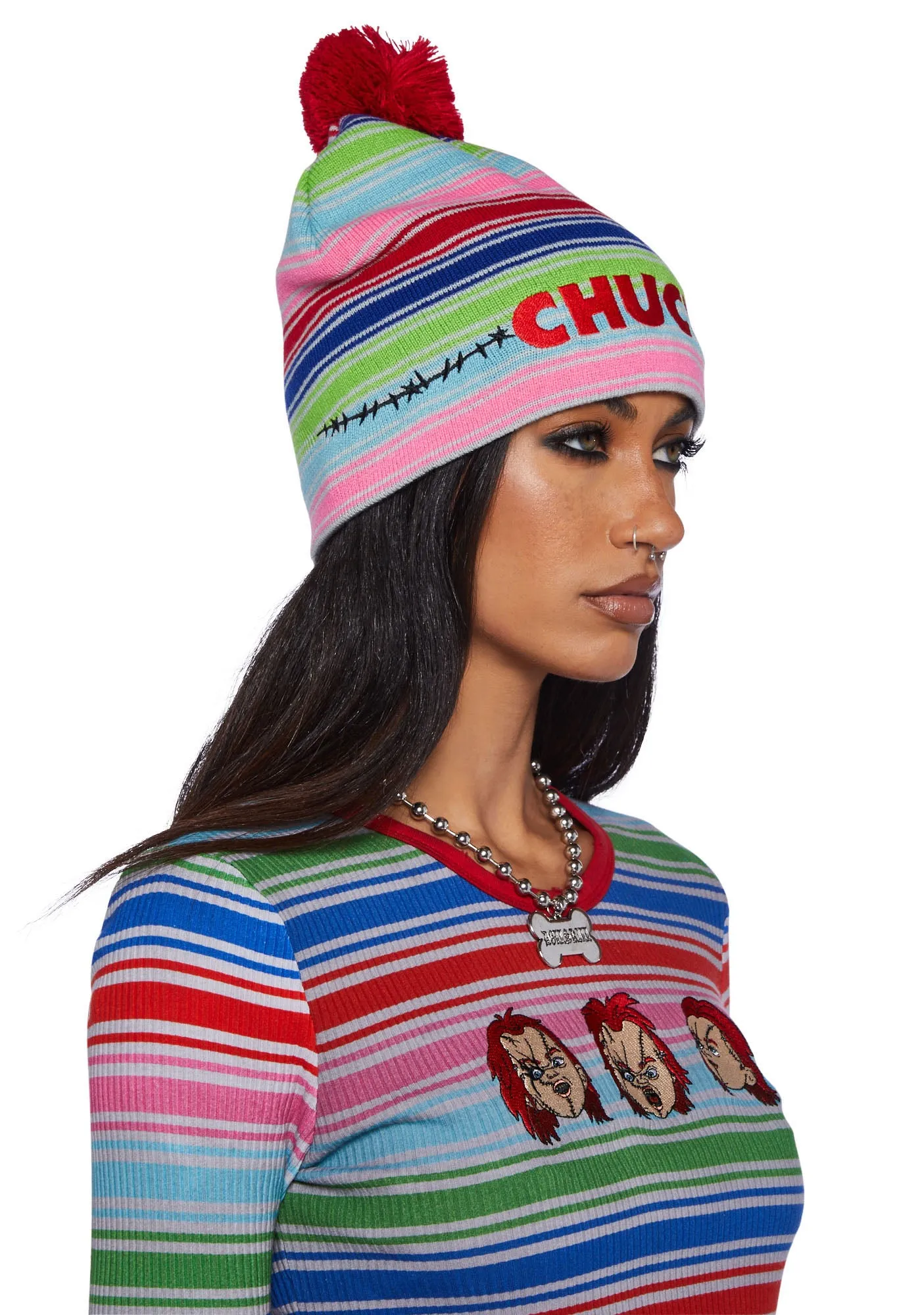 Just Bad Striped Beanie-