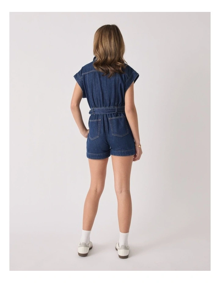 Kelly Denim Romper in Blue