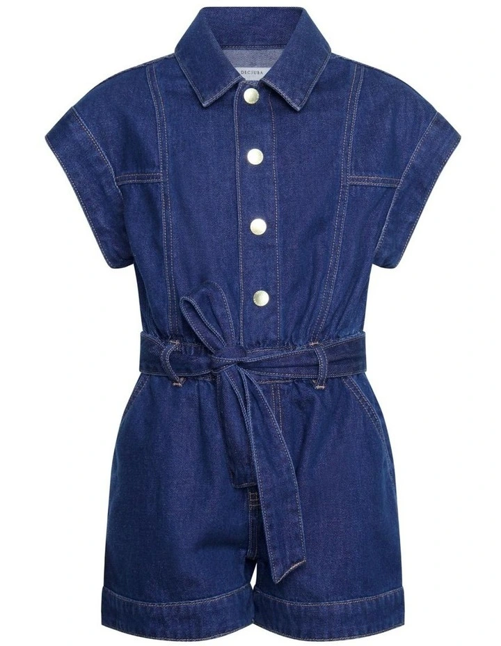 Kelly Denim Romper in Blue