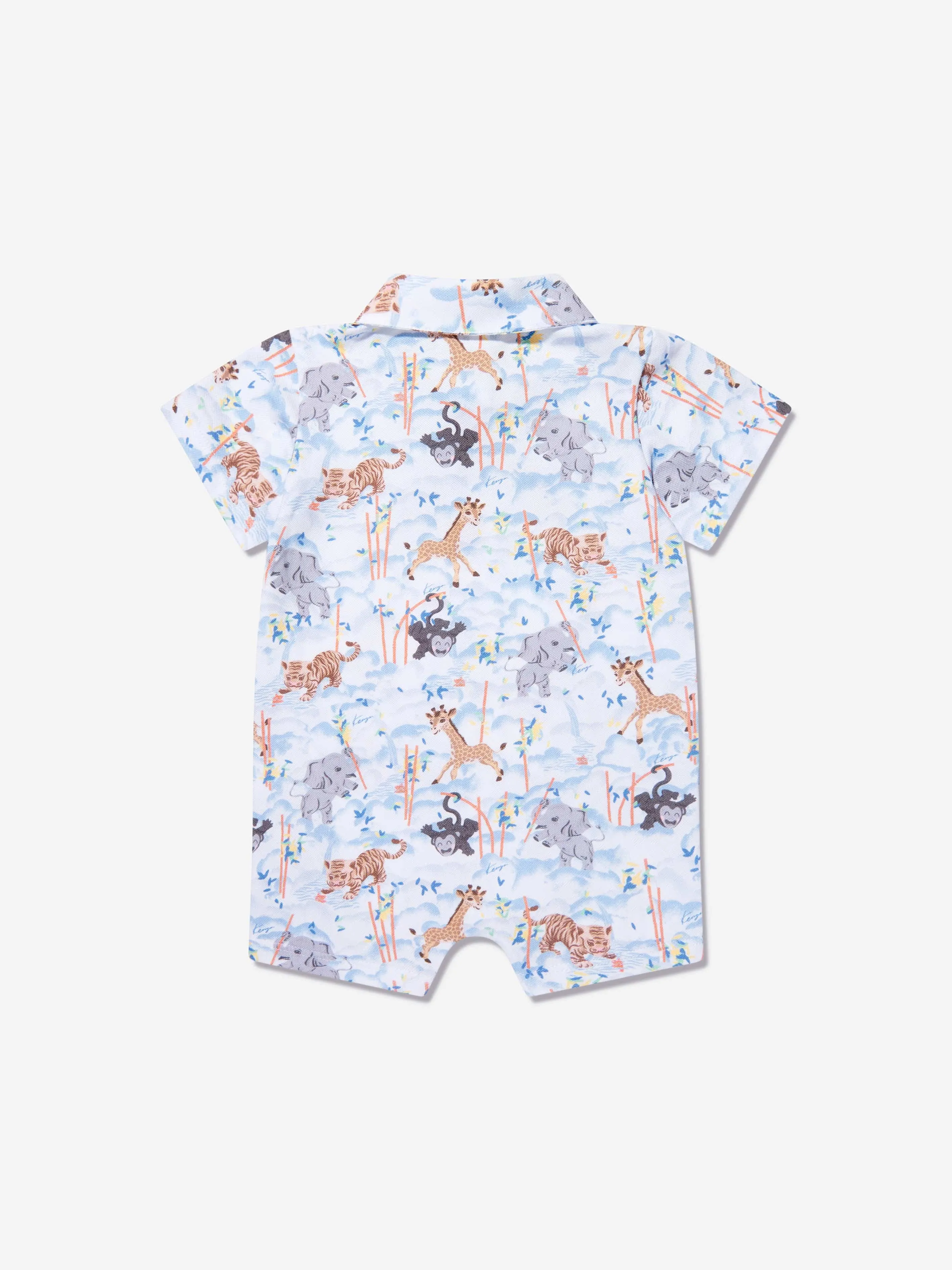 KENZO Baby Boys Organic Cotton Polo Romper in White