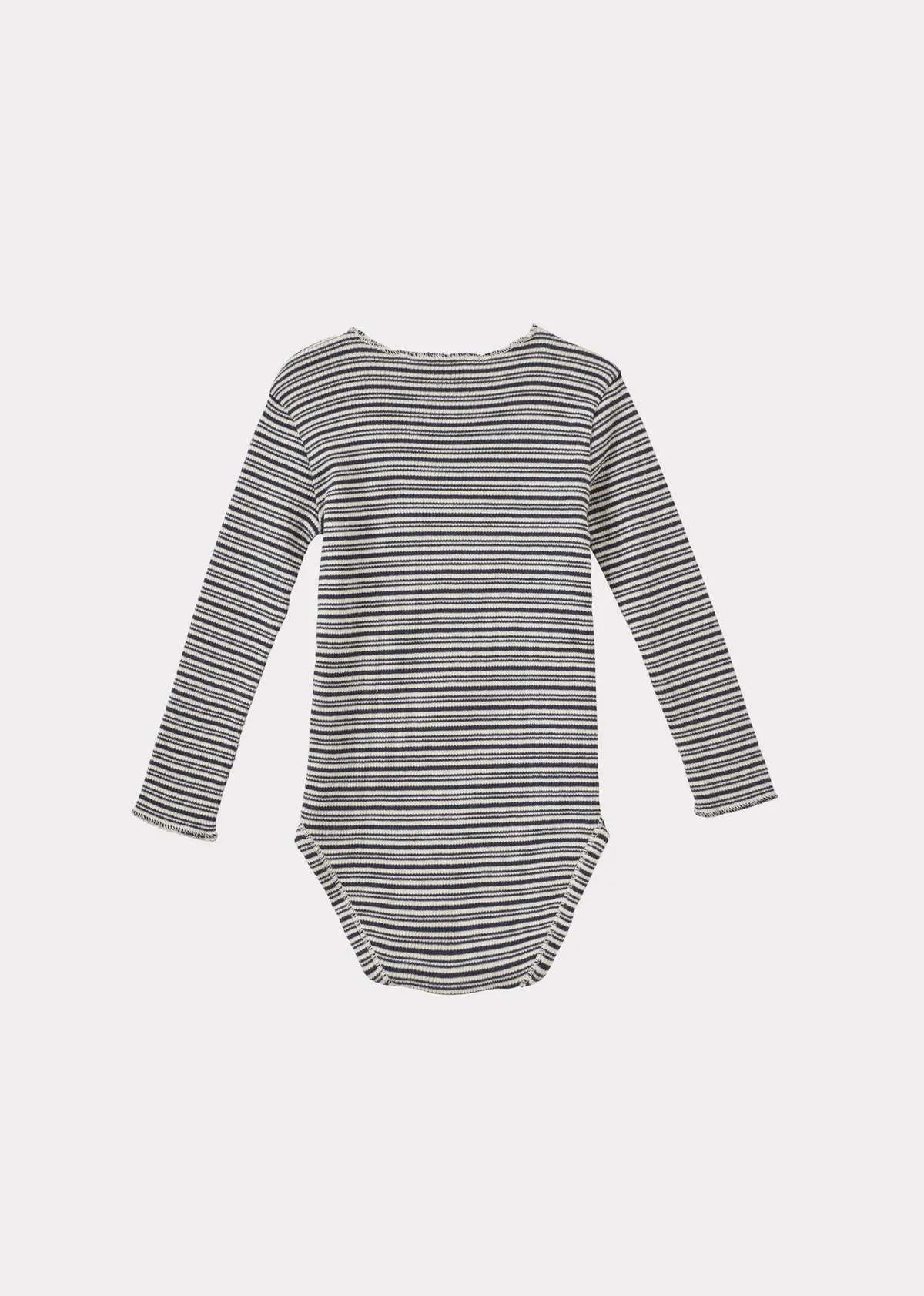 Kids Caramel HANAU BABY COTTON ROMPER - GREY/ECRU STRIPE