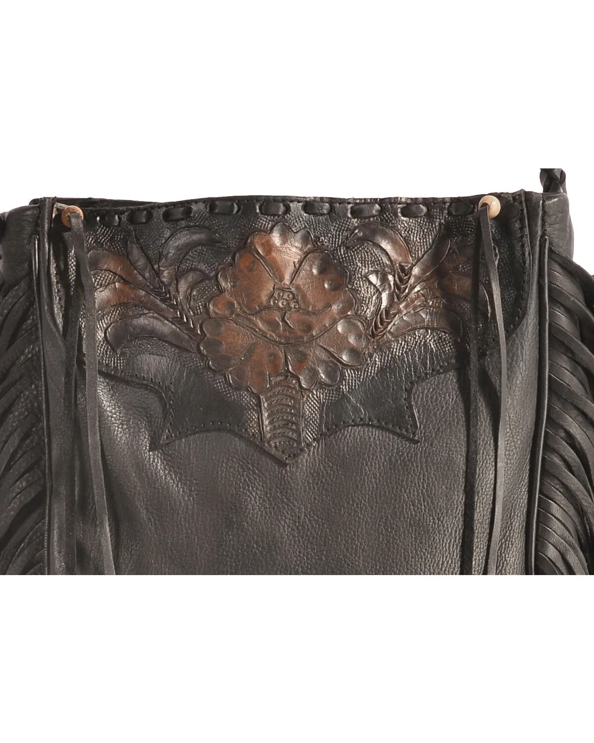 Kobler Leather Black Hand-Tooled Pouch Bag