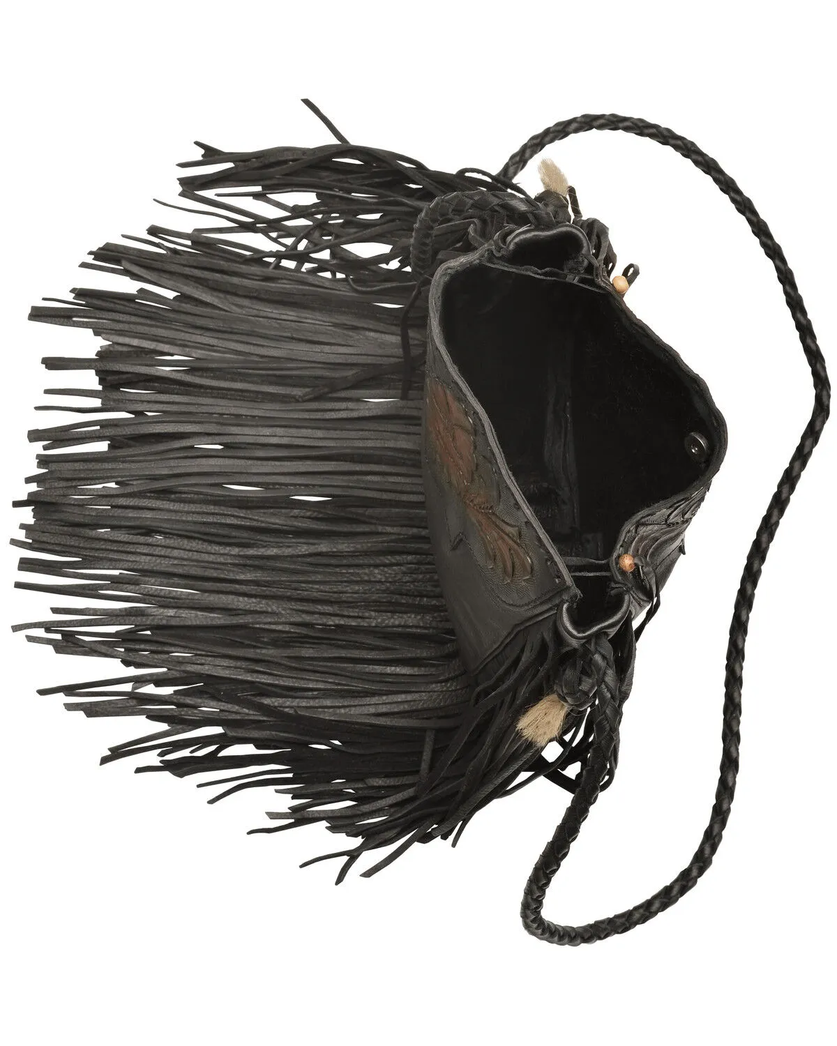 Kobler Leather Black Hand-Tooled Pouch Bag