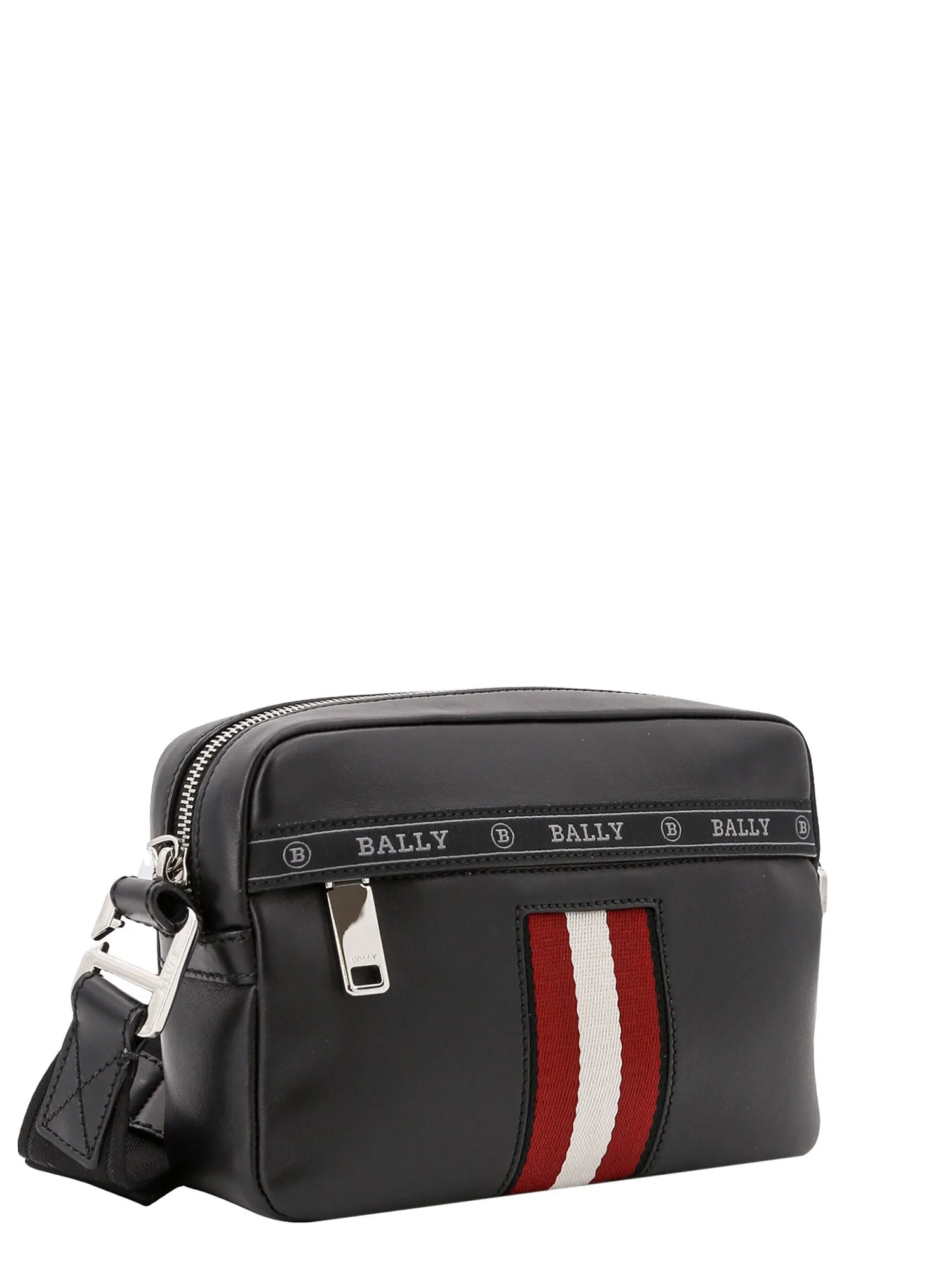 Leather shoulder bag with iconic frontal band