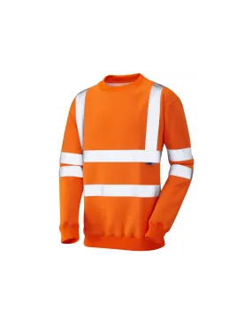 Leo Workwear - SS05 Winkleigh Class 3 Crew Neck Sweatshirt - Orange - 2020ppe Size S