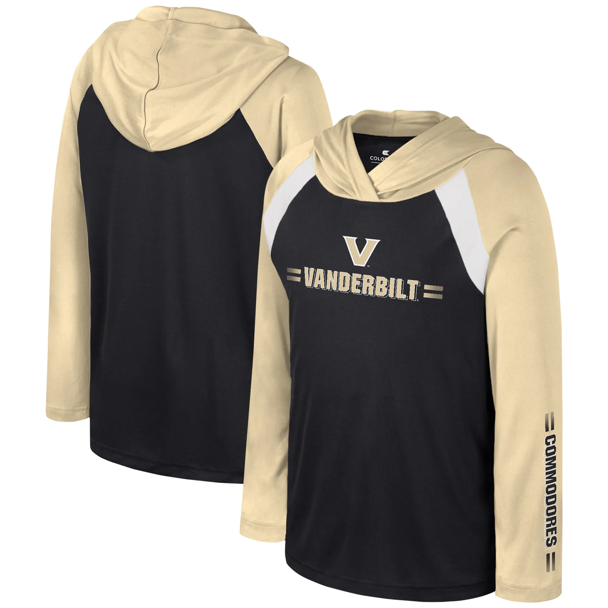 Lids Youth Colosseum Black Vanderbilt Commodores Eddie Multi-Hit Raglan Long Sleeve Hoodie T-Shirt