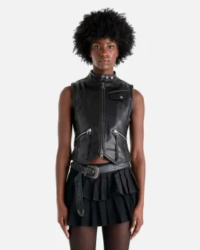 Liv Leather Vest Goat - Black