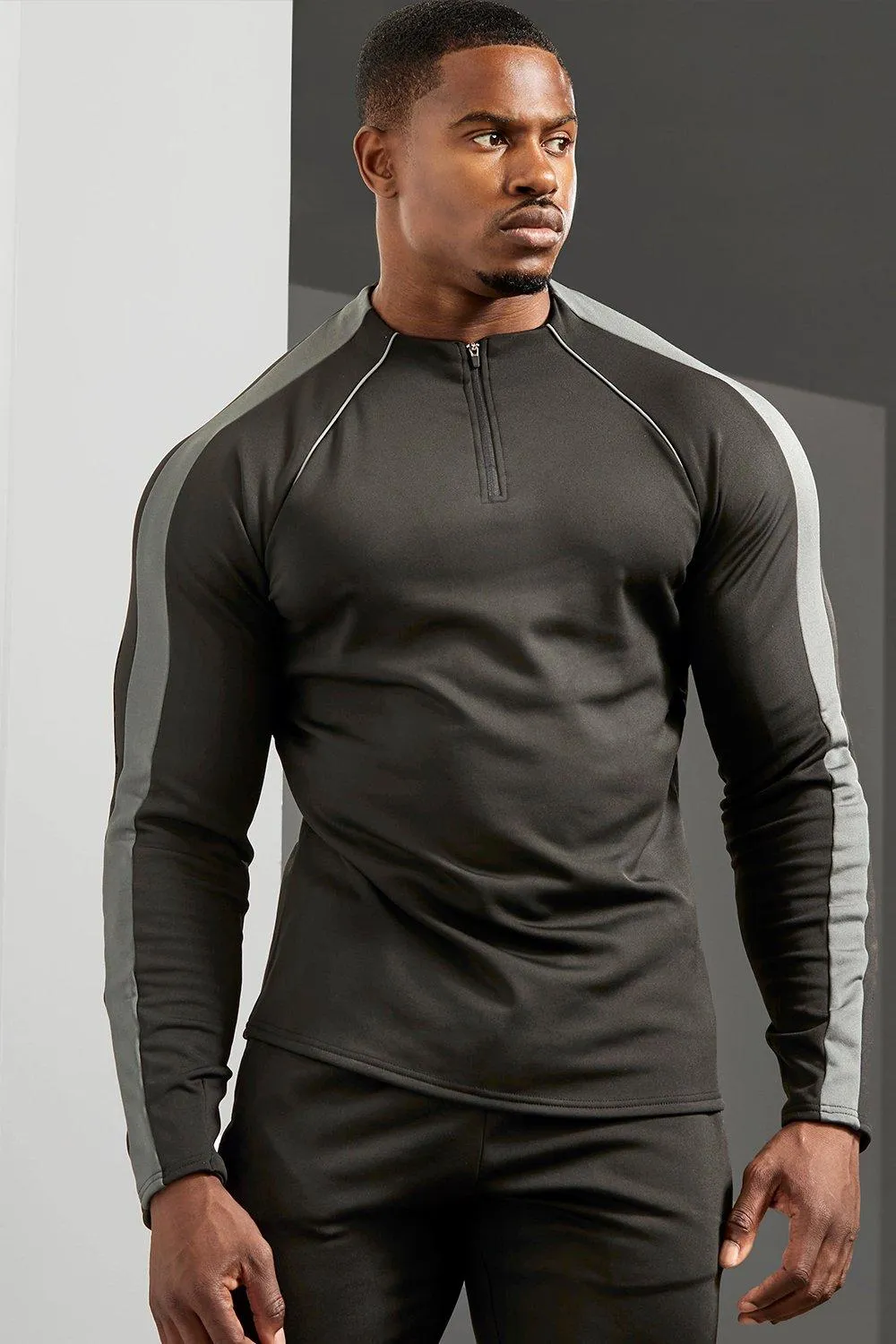 Man Active Gym Performance Zip Neck Tracksuit | boohooMAN UK