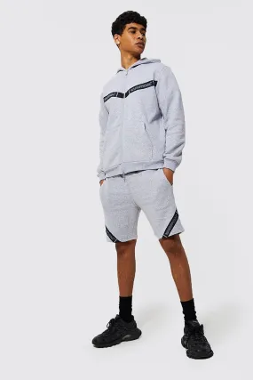 Man Official Zip Hooded Tape Short Tracksuit