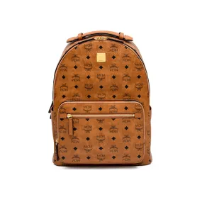 MCM Stark Visetos Backpack Bag Cognac  Small